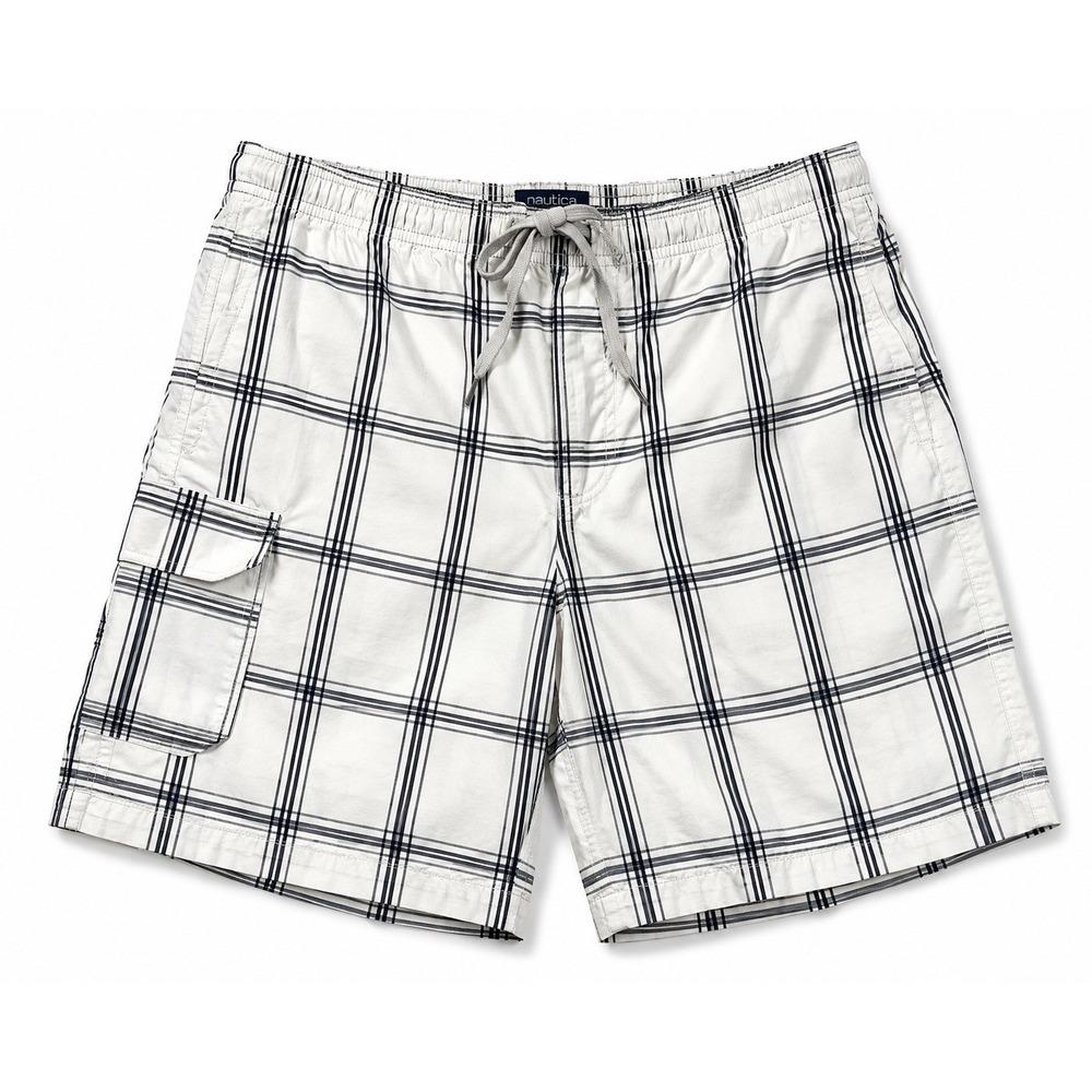 OP Ocean Pacific Opflex Men's Lg 36-38 Board Shorts Plaid White Y2K Style Swim
